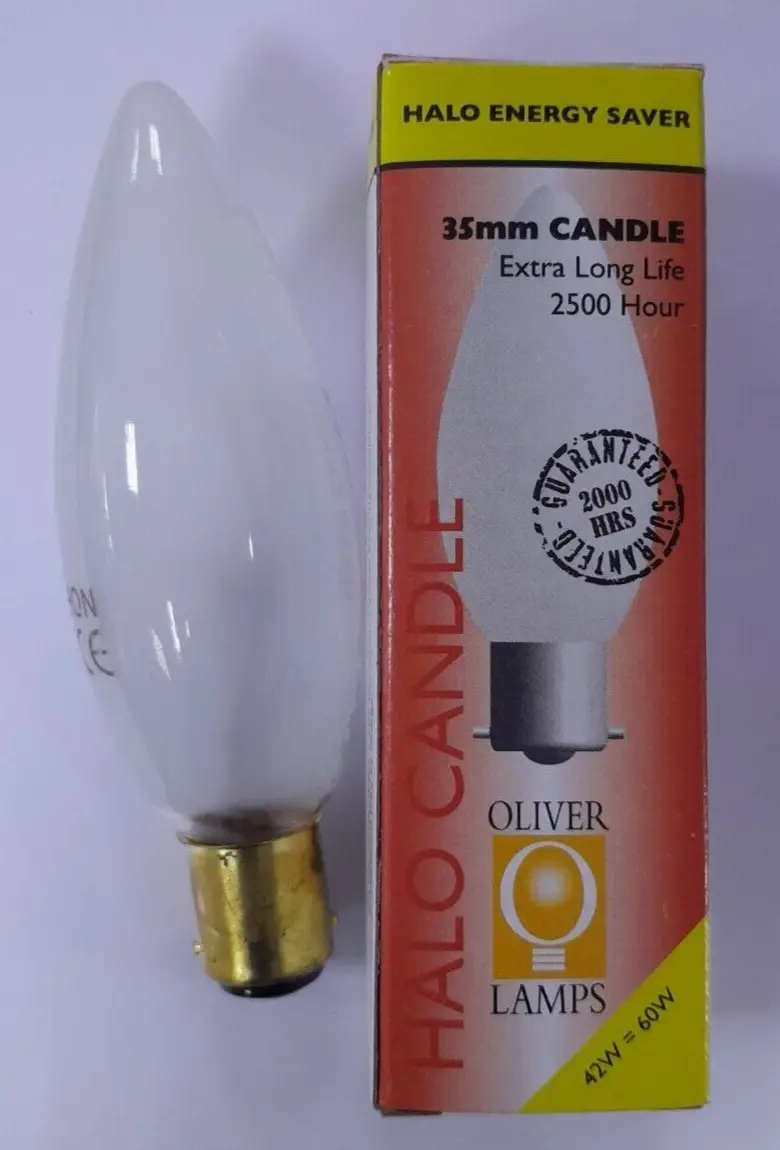 1x 42W Frosted Dimmable Halogen Candle Light Bulbs SBC B15 Lamp