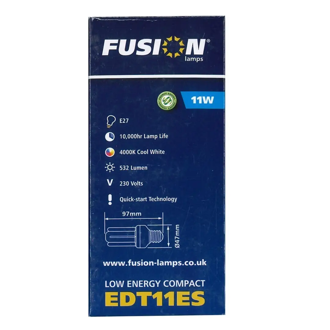 1x 11W Fusion Low Energy Power Saving CFL Stick Light Bulbs ES E27 4000K Lamps - image 2 | Free standard UK delivery included | Discount Quality Products