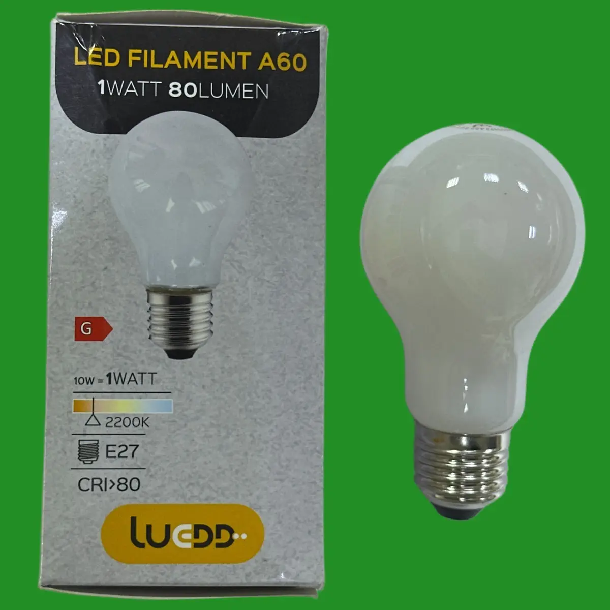 2x 1W (=10W) Opal LED Filament GLS A60 Light Bulbs Edison Screw ES E27 2200K