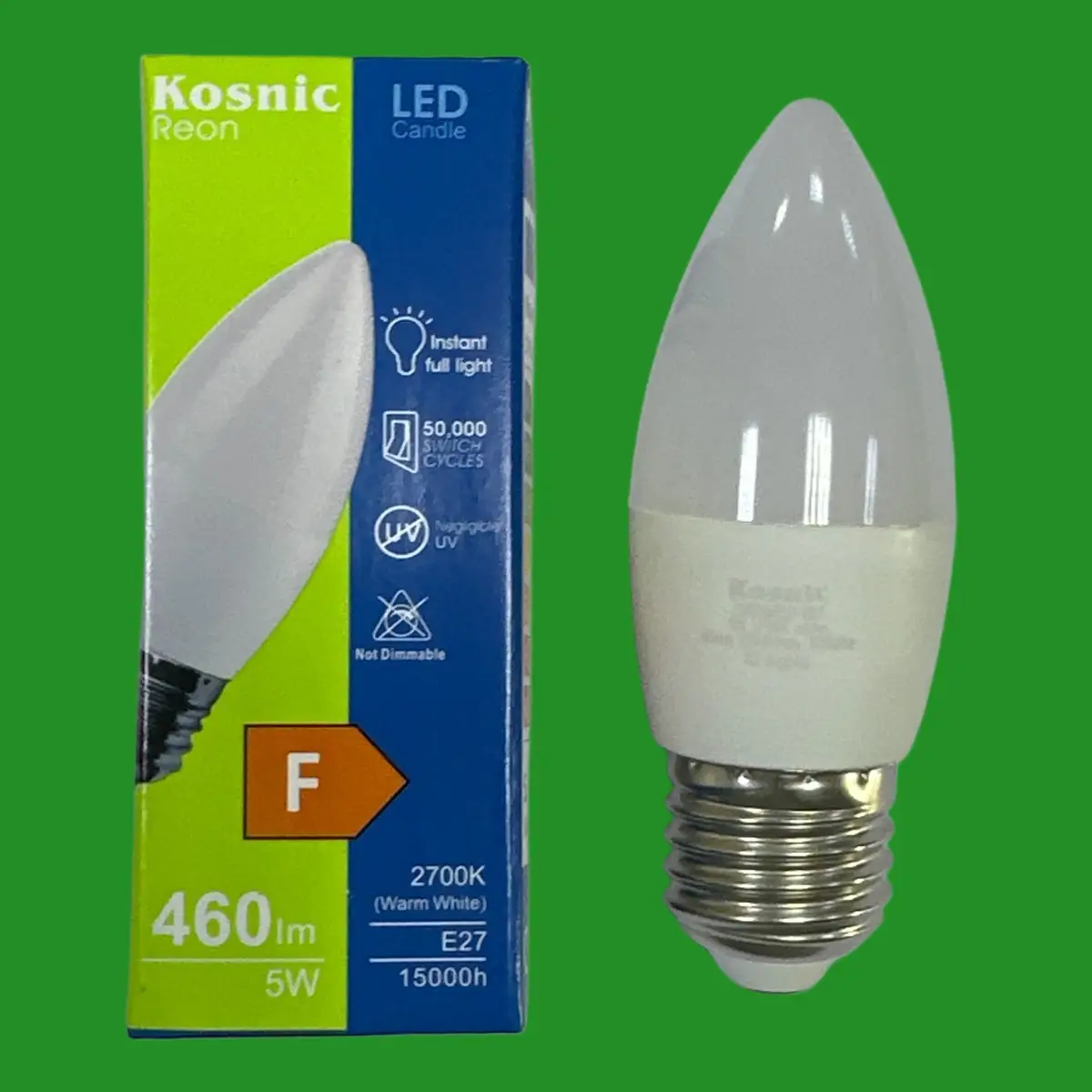 2x 5W (=39W) Kosnic LED Candle Light Bulbs ES E27 Edison Screw 2700K Warm White