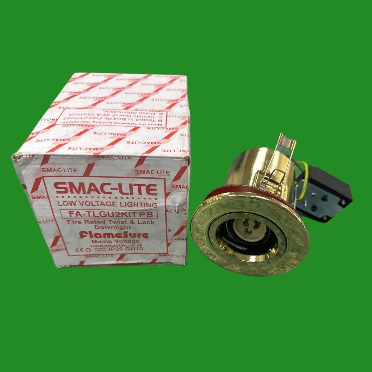 50W Flamesure Fire Rated Brass Ceiling Spring Clip Downlight GU10 Halogen Light - image 2 | Free standard UK delivery included | Discount Quality Products