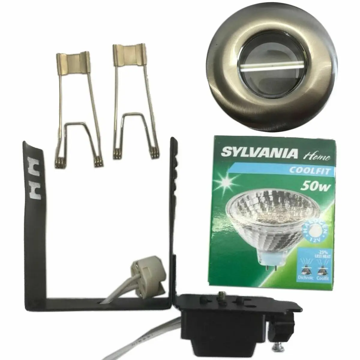50W 12V MR16 Recessed IP65 JCC Fireguard Brushed Nickel Shower Light Fire Rated