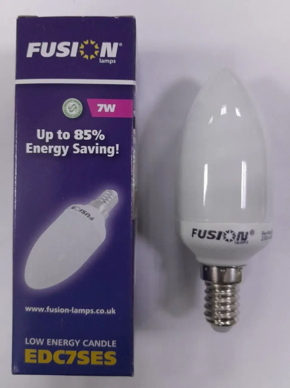 2x 7W Fusion Low Energy Power CFL Candle Light Bulbs SES, E14 Small Edison Screw