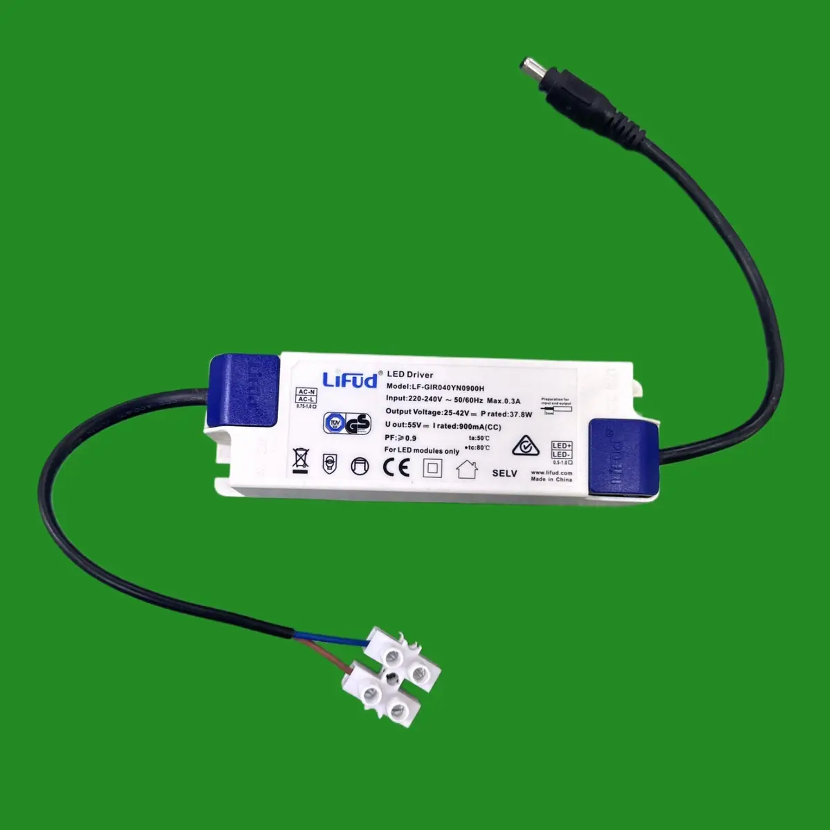 37.8W 25V-42V Lifud LED Driver for Panel Module Light Power Supply DC 900mA Male