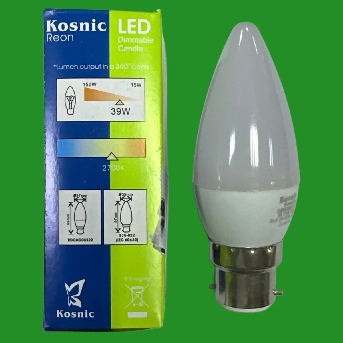 4x 5W (=39W) Kosnic Dimmable LED Candle Light Bulbs BC B22 Bayonet 2700K Lamp - image 3 | Free standard UK delivery included | Discount Quality Products