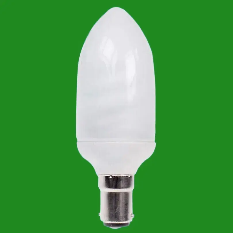 6x 9W Low Energy Power Saving CFL Candle Light Bulbs, SBC, B15 2700K Lamps - image 2 | Free standard UK delivery included | Discount Quality Products