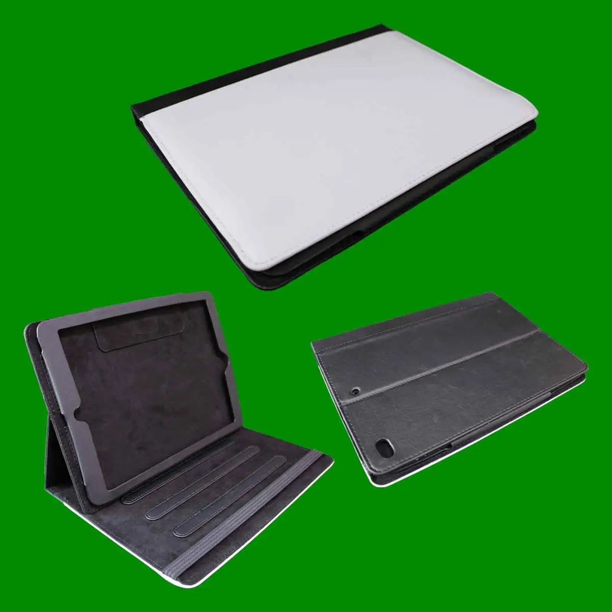 1x Black/White Sublimation PU Leather Flip Stand Case for Apple iPad 5, 10x7.3"