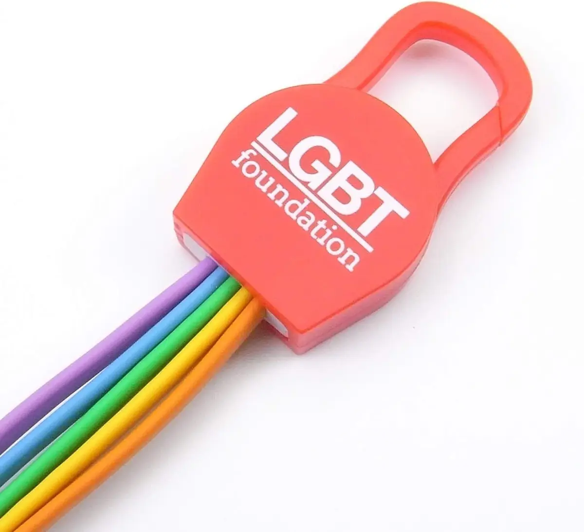 LGBT Foundation Universal USB Charge 5 in 1 Charging Cable, Multicoloured & Clip - image 3 | Free standard UK delivery included | Discount Quality Products