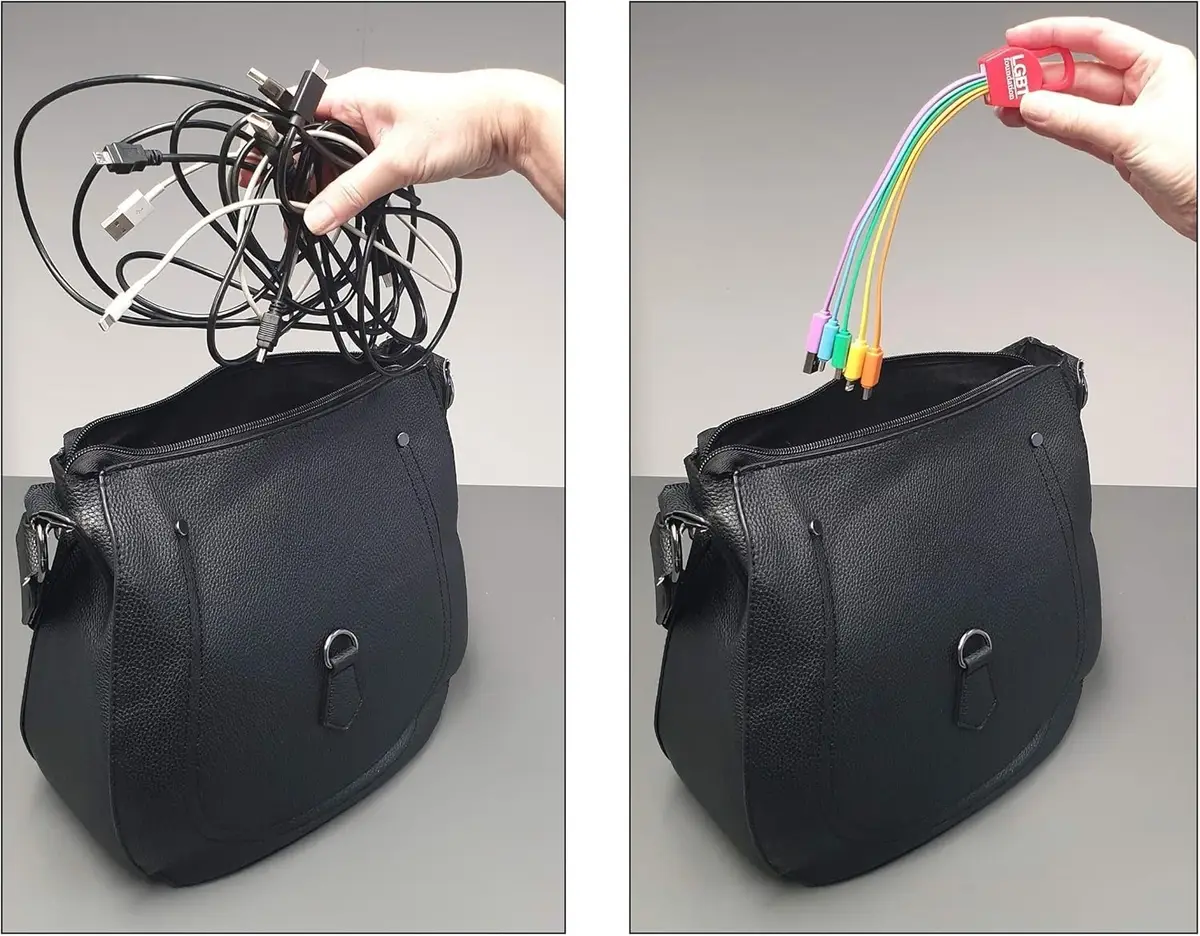 LGBT Foundation Universal USB Charge 5 in 1 Charging Cable, Multicoloured & Clip - image 6 | Free standard UK delivery included | Discount Quality Products