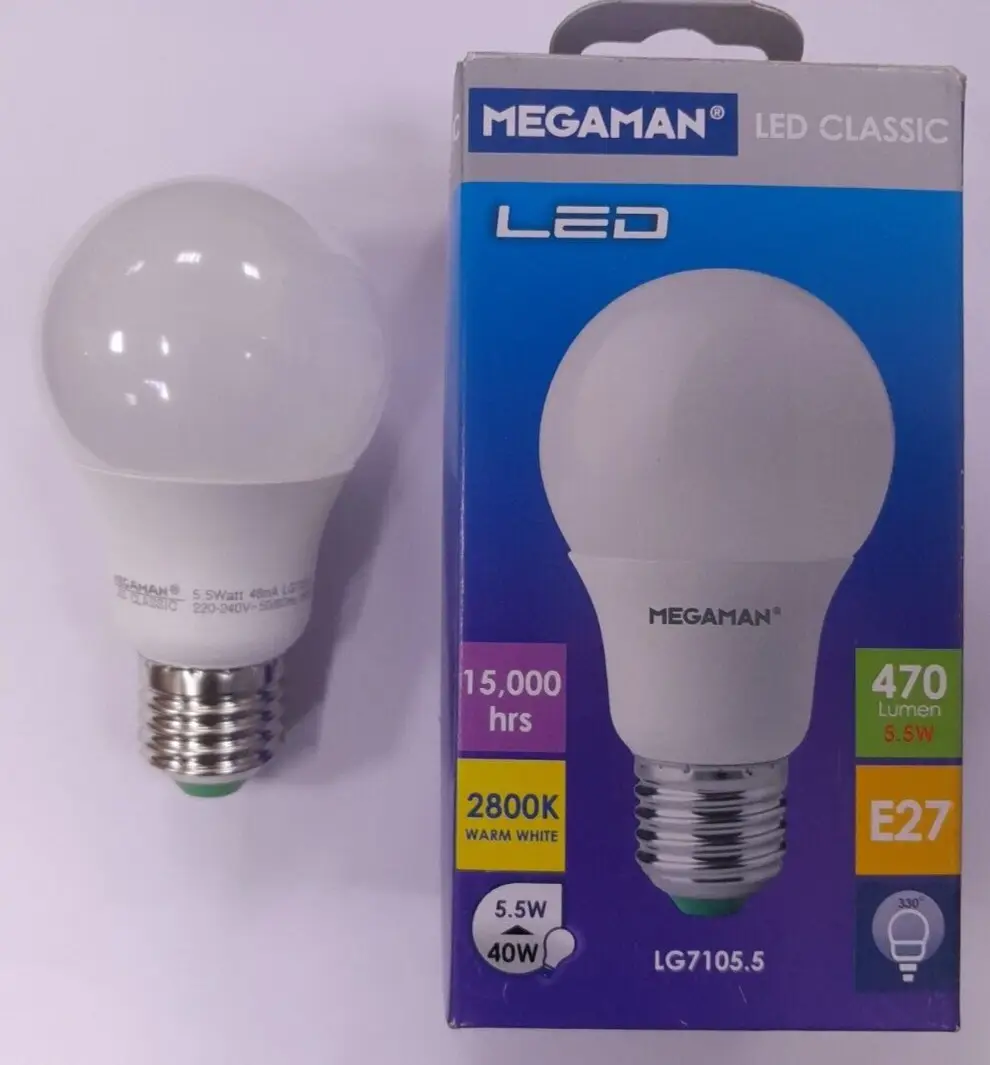 1x 5.5W (=40W) LED GLS A60 Frosted Light Bulbs, ES, E27, Edison Screw, 2800K