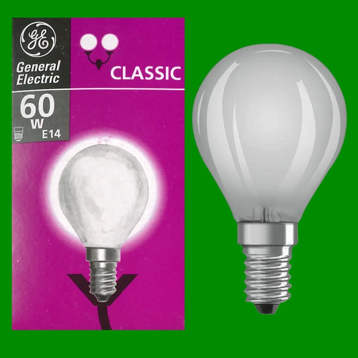 100x 60W GE Incandescent Filament Frosted Golf Dimmable Light Bulb E14 SES