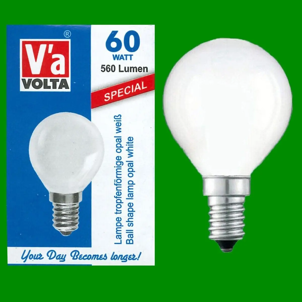 20x 60W Volta Incandescent Filament Opal Golf Dimmable Light Bulb E14 SES
