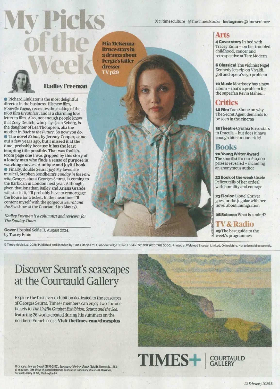 Sunday Times Culture Magazine: Tracey Emin, Mia McKenna-Bruce, Films, 22.2.26 - image 3 | Free standard UK delivery included | Discount Quality Products