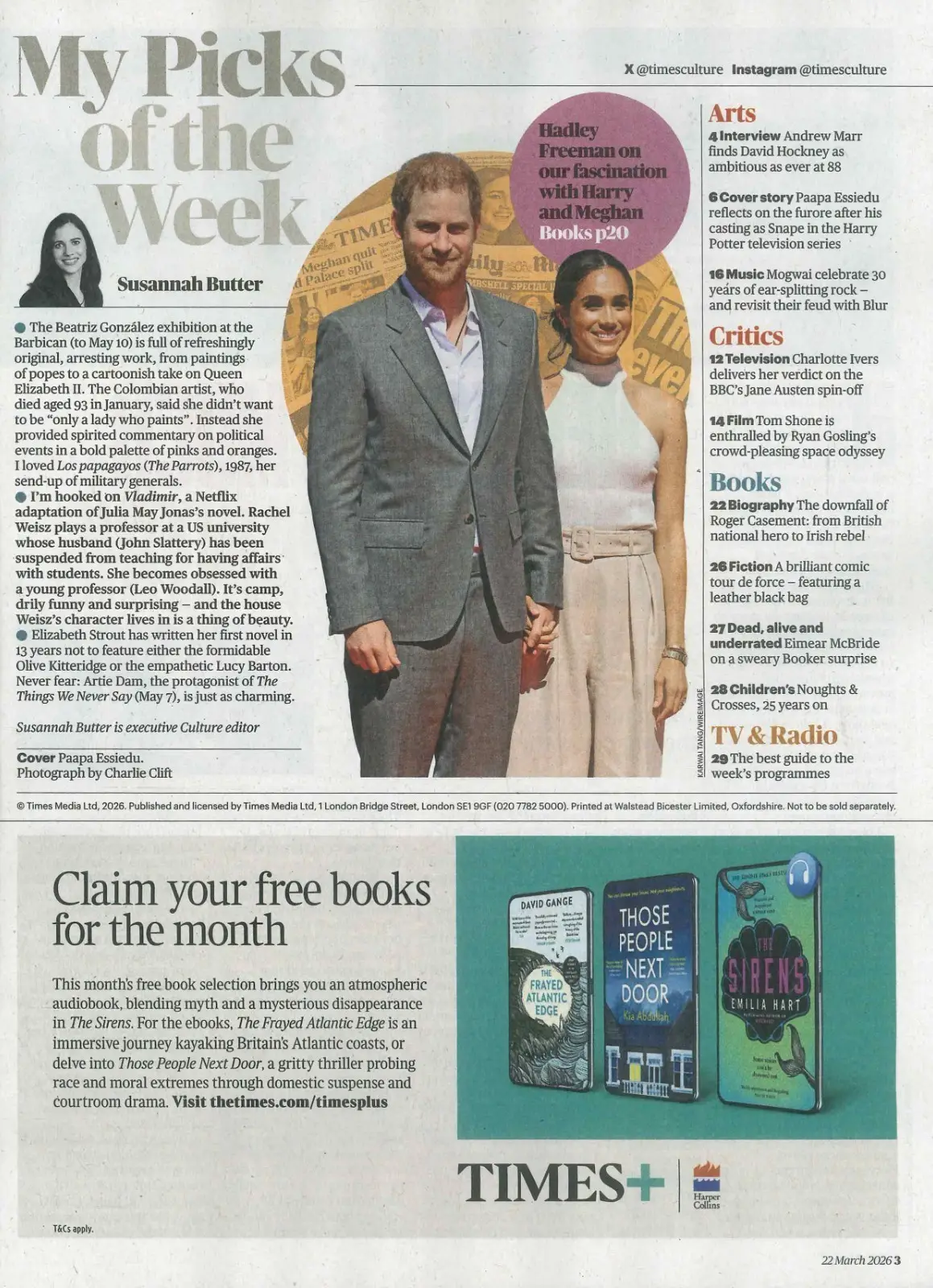 Sunday Times Culture Magazine Paapa Essiedu, Snape, Harry Potter, Mogwai 22.3.26 - image 3 | Free standard UK delivery included | Discount Quality Products