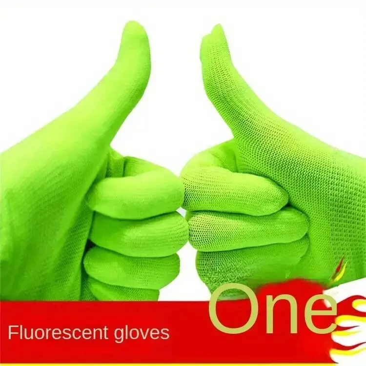 1 Pair Fluorescent Green Gloves Glow In UV Neon Glove, Neon Theme Party Supplies