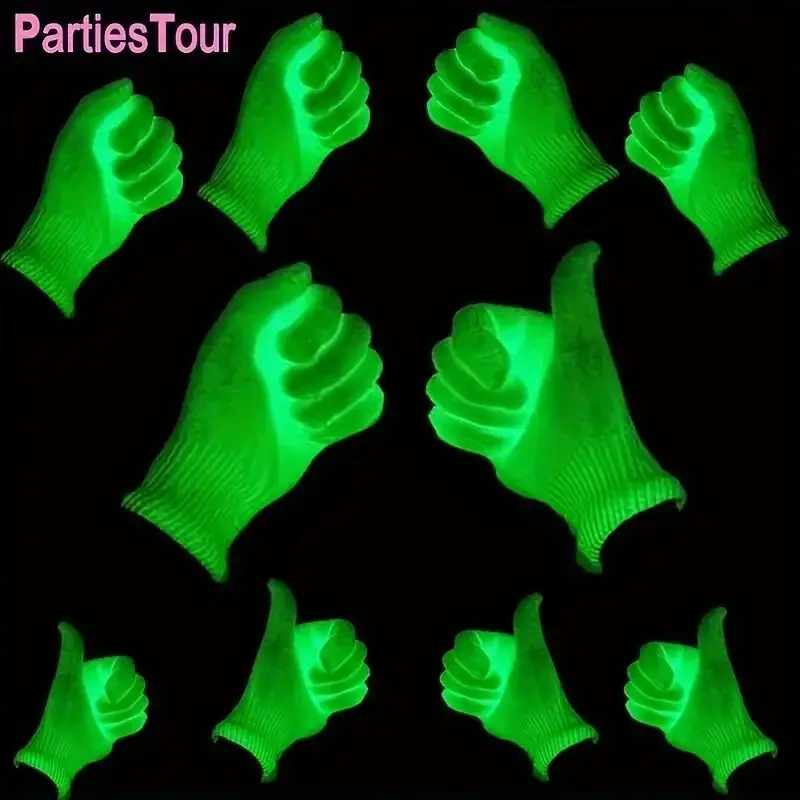1 Pair Fluorescent Green Gloves Glow In UV Neon Glove, Neon Theme Party Supplies - image 5 | Free standard UK delivery included | Discount Quality Products