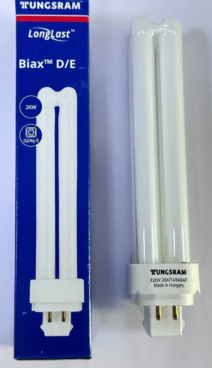 4x 26W Tungsram Biax G24q-3 4 pin 4000K 840 Low Energy CFL Light Bulb PL Lamp