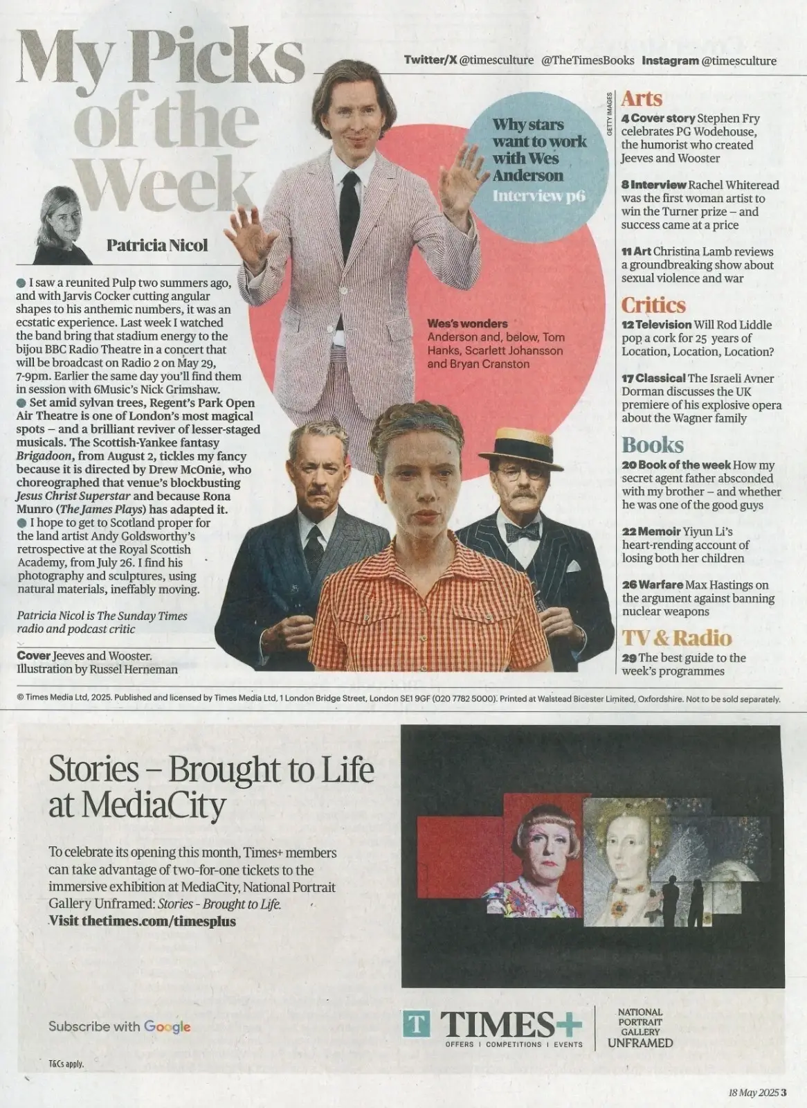 Sunday Times Culture Magazine: Wes Anderson, PG Wodehouse, Stephen Fry, 18.5.25 - image 2 | Free standard UK delivery included | Discount Quality Products