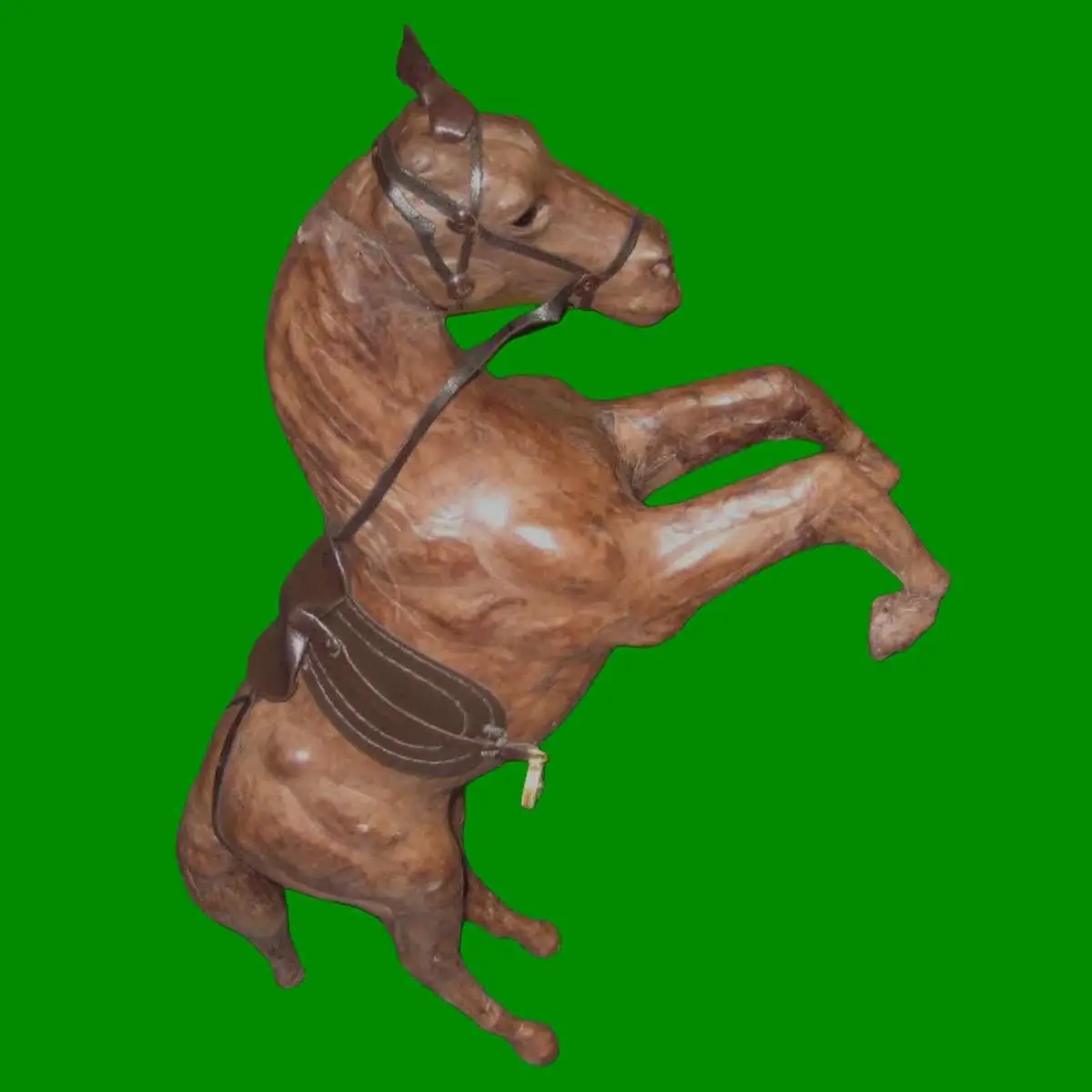 1x 16" Vintage Leather Wrapped Brown Equestrian Horse Statue Standing on 2 Legs - image 2 | Free standard UK delivery included | Discount Quality Products