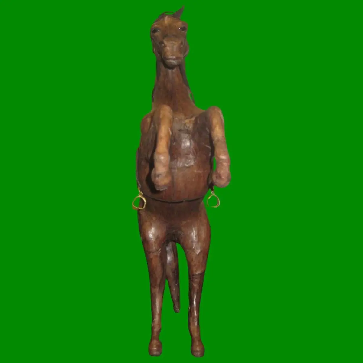 1x 16" Vintage Leather Wrapped Brown Equestrian Horse Statue Standing on 2 Legs - image 4 | Free standard UK delivery included | Discount Quality Products
