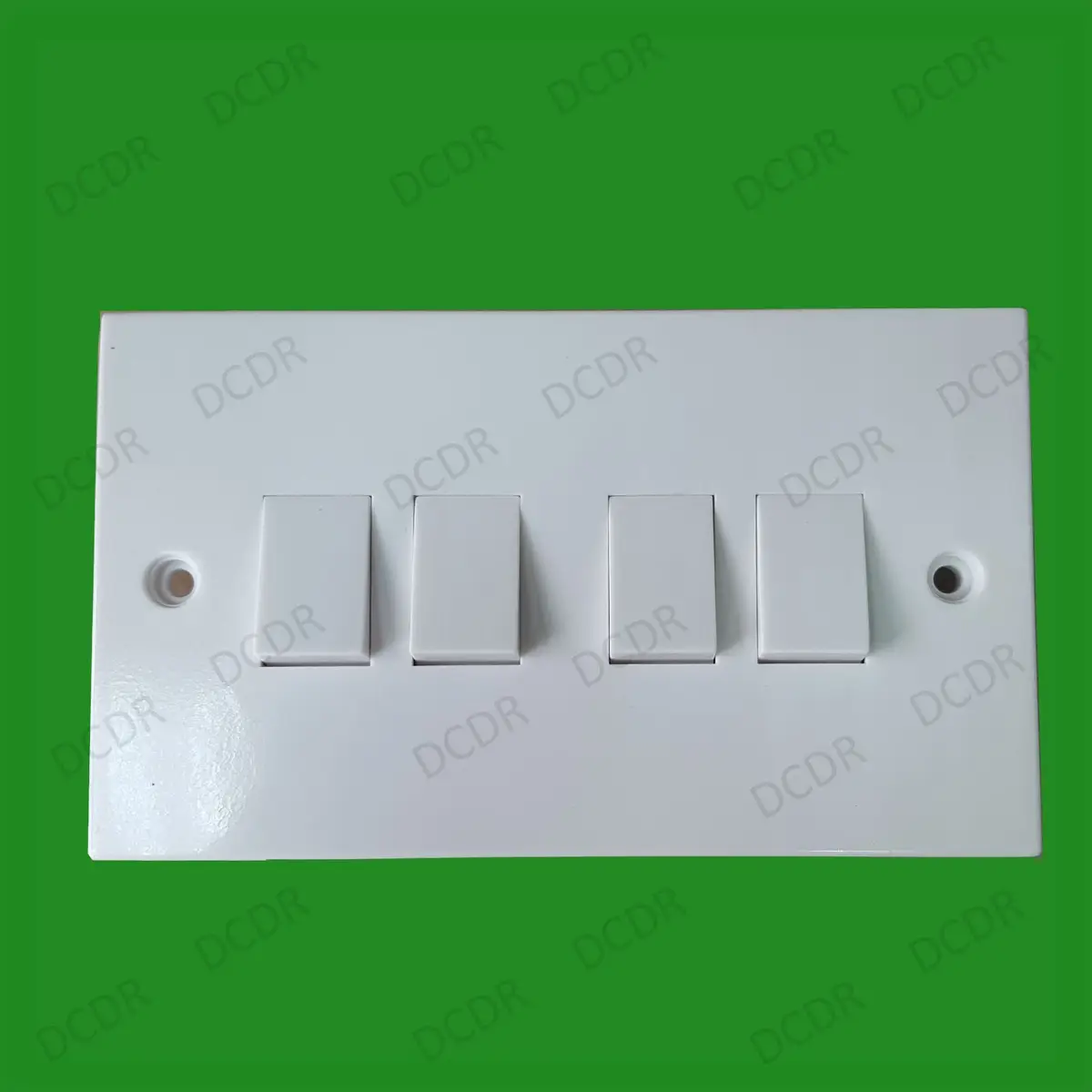 Quad Light Switch 4 Gang, 2 Way, 10AX, BSEN60669-1 White Plastic Square Edge - image 2 | Free standard UK delivery included | Discount Quality Products