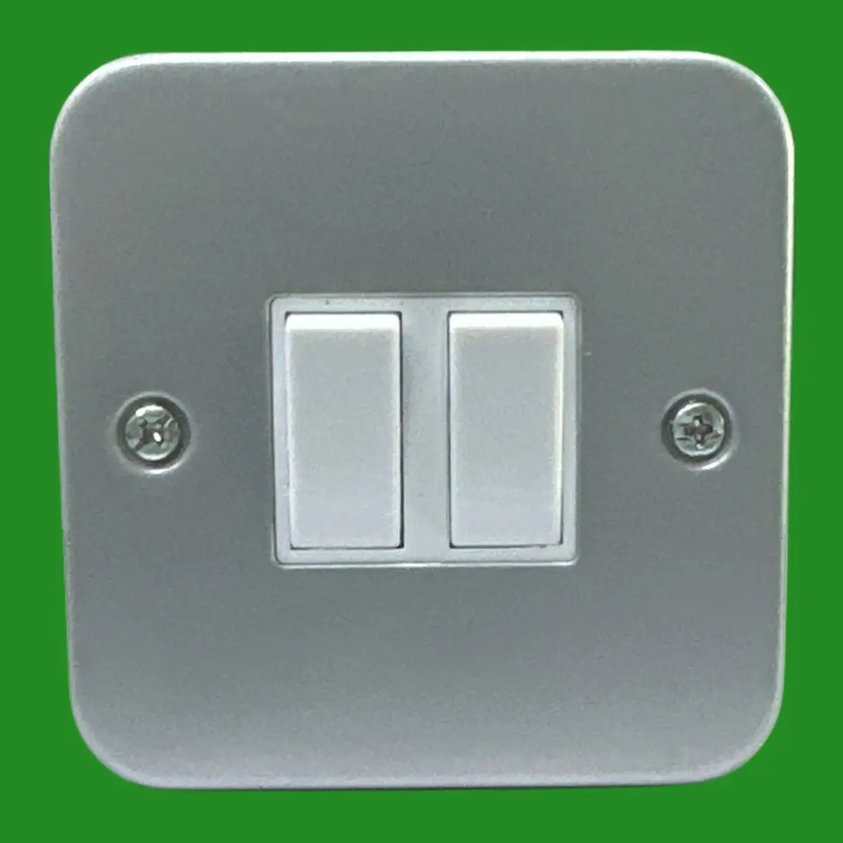 Metal Clad Double Light Switch (2) Switch 2 Gang 2 Way 10AX Wall Mains Back Box - image 2 | Free standard UK delivery included | Discount Quality Products
