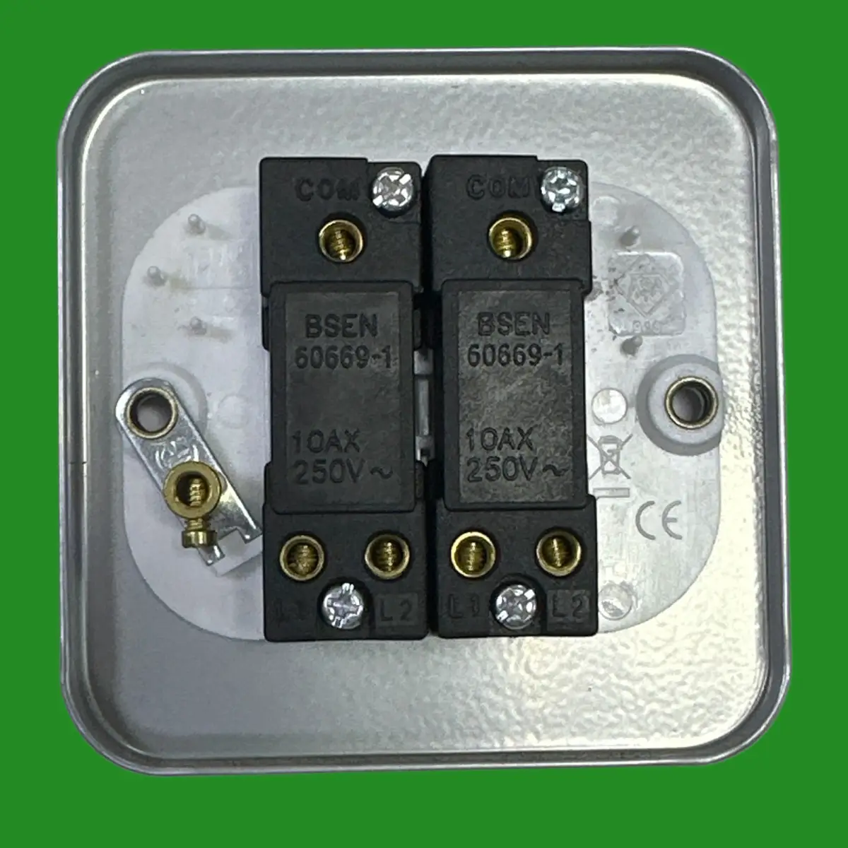 Metal Clad Double Light Switch (2) Switch 2 Gang 2 Way 10AX Wall Mains Back Box - image 4 | Free standard UK delivery included | Discount Quality Products