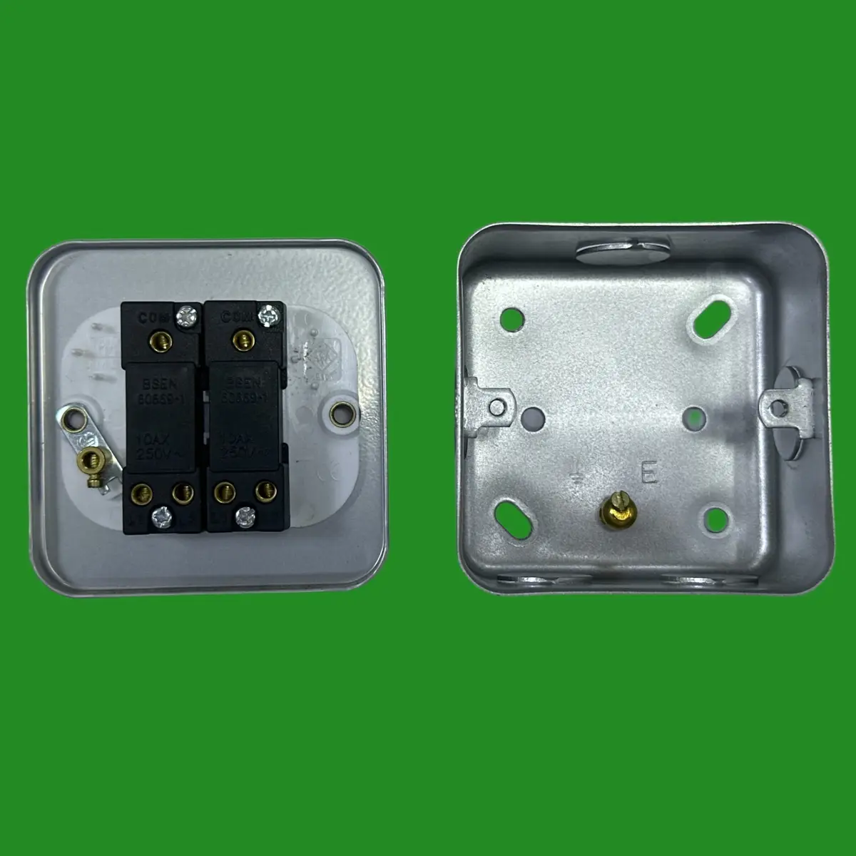 Metal Clad Double Light Switch (2) Switch 2 Gang 2 Way 10AX Wall Mains Back Box - image 6 | Free standard UK delivery included | Discount Quality Products
