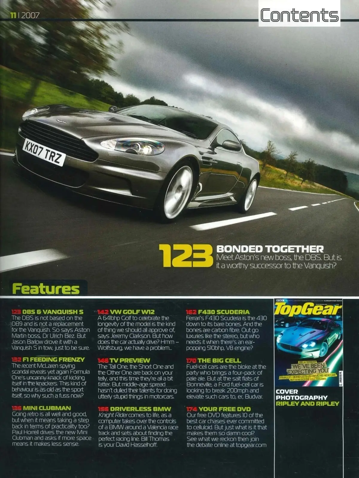 BBC Top Gear Magazine Issue #171, Aston DBS vs Vanquish, Nov 2007 (Small Crease) - image 3 | Free standard UK delivery included | Discount Quality Products