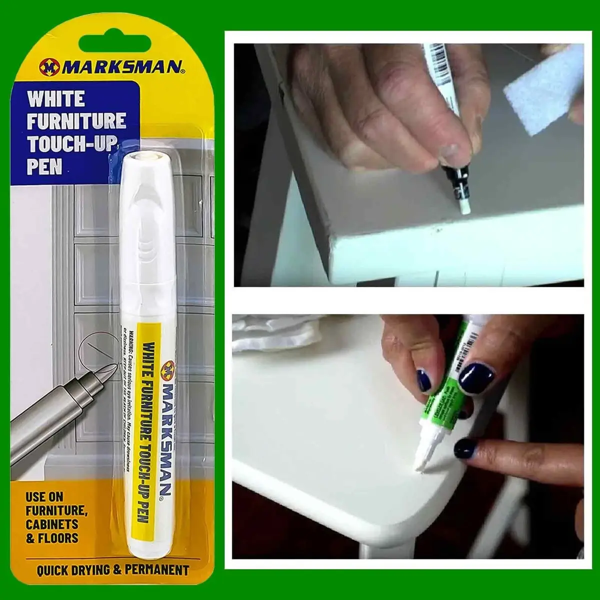 1x White Furniture Touch-Up Pen, Repair Wood, Floor, Cabinet, Laminate Scratches