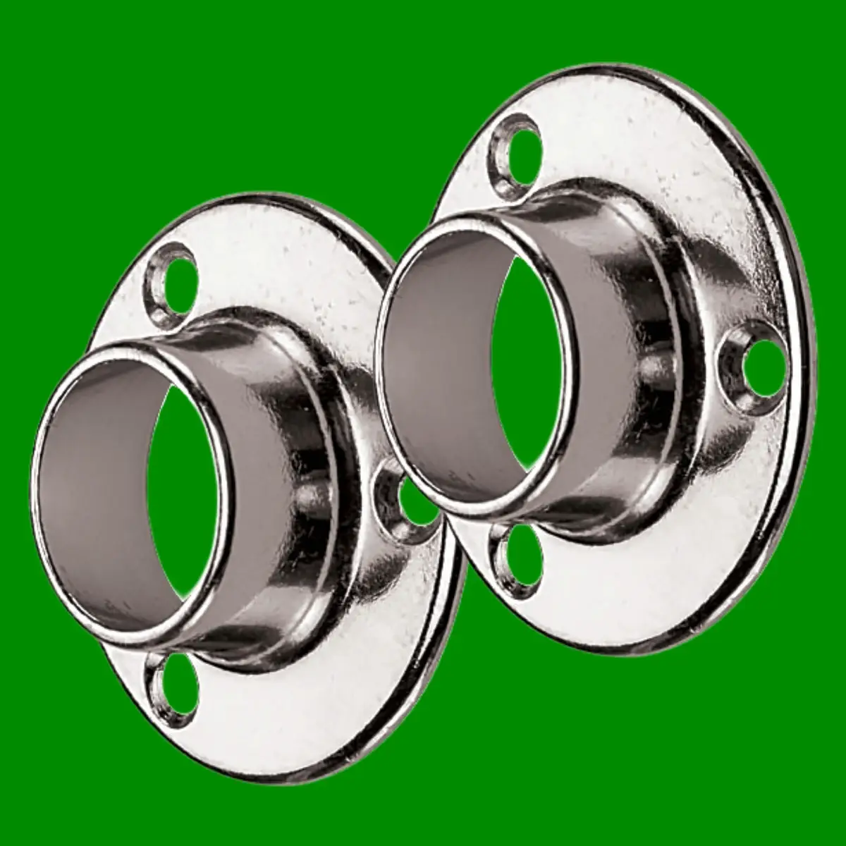 2x 19mm 3/4" Chrome Rail Rod End Sockets Wardrobe Curtain Pole Support Fitting
