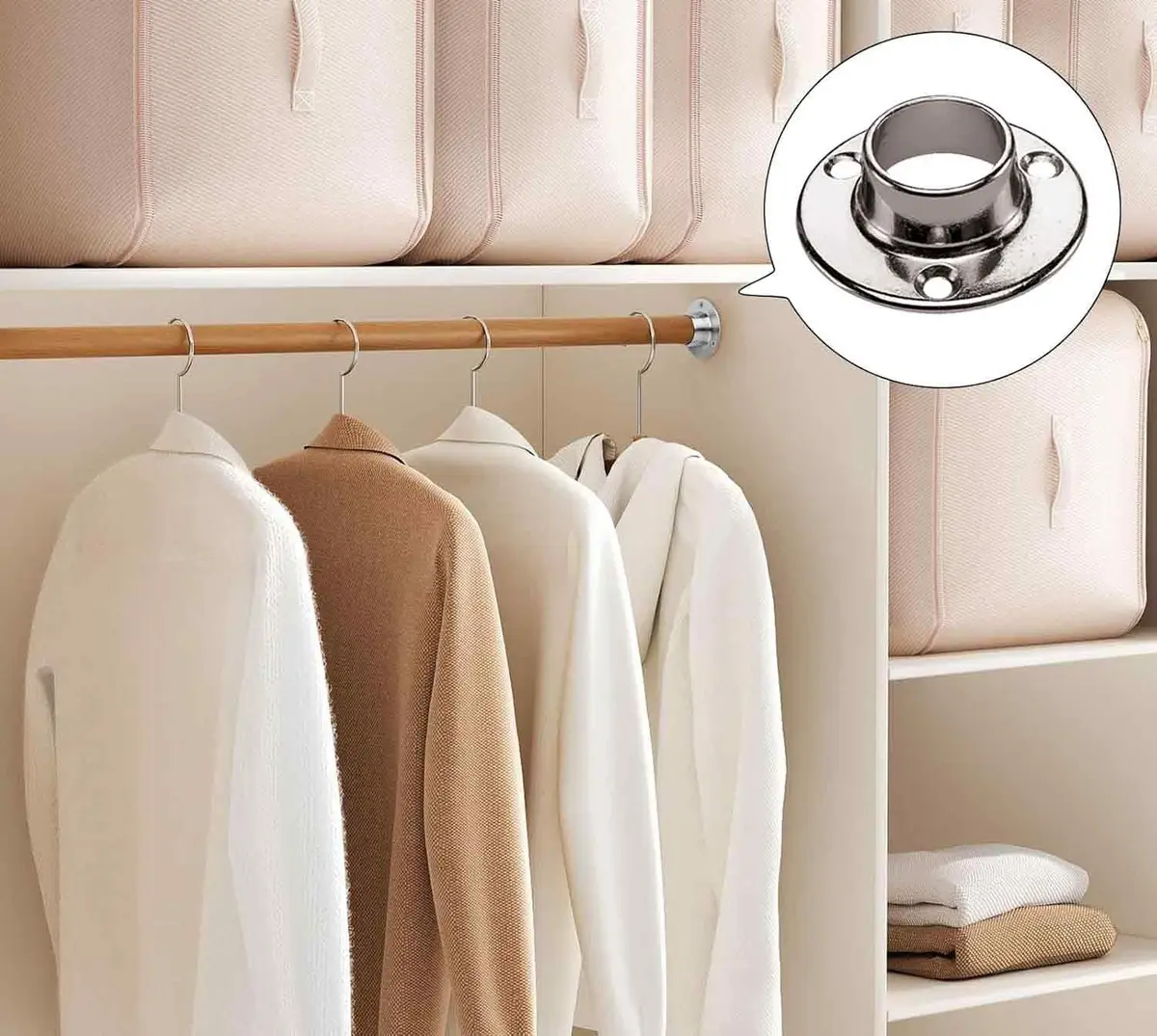 2x 19mm 3/4" Chrome Rail Rod End Sockets Wardrobe Curtain Pole Support Fitting - image 5 | Free standard UK delivery included | Discount Quality Products