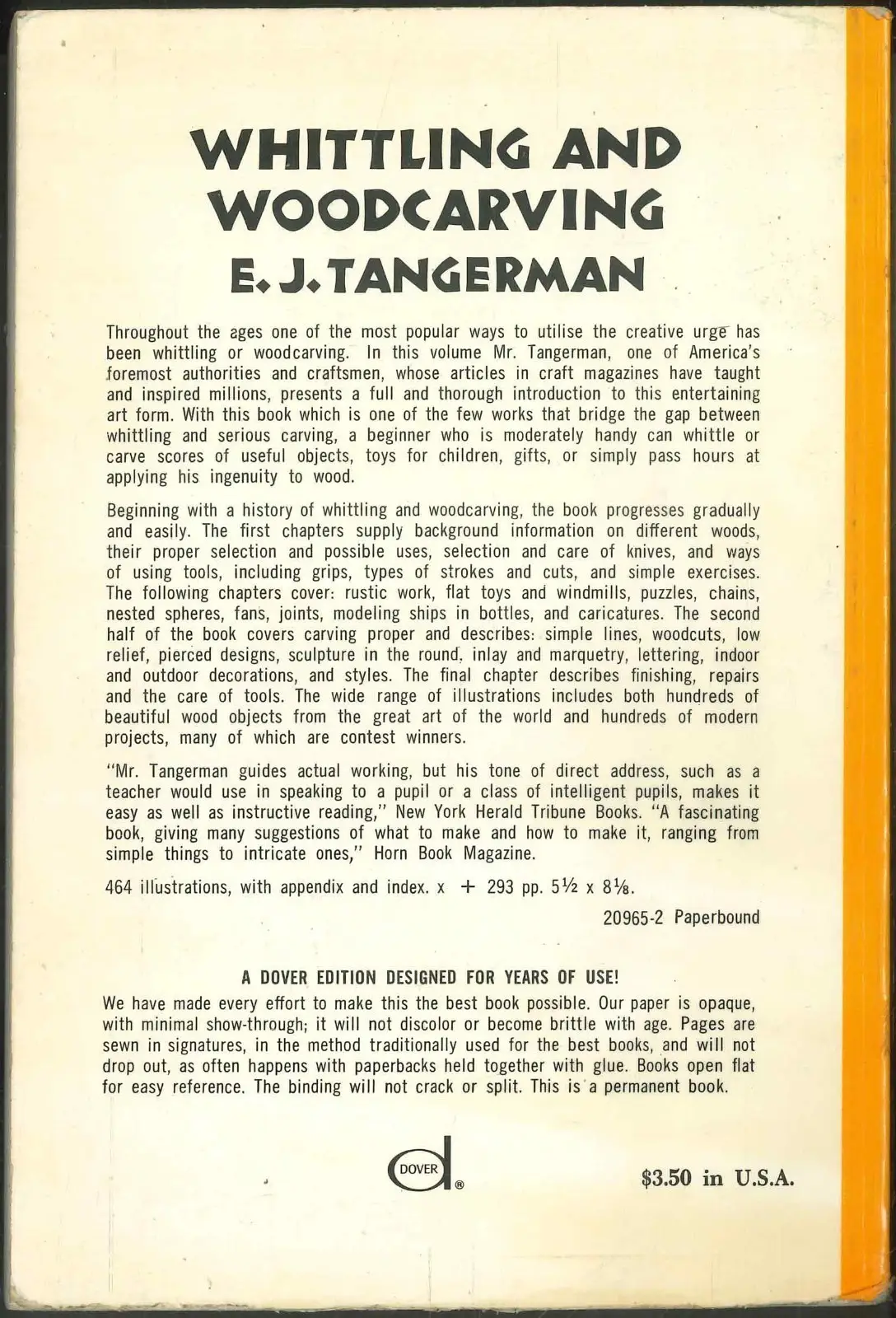 Whittling & Woodcarving 1962 Woodworking, 464 Illustrations, E.J. Tangerman Book - image 5 | Free standard UK delivery included | Discount Quality Products