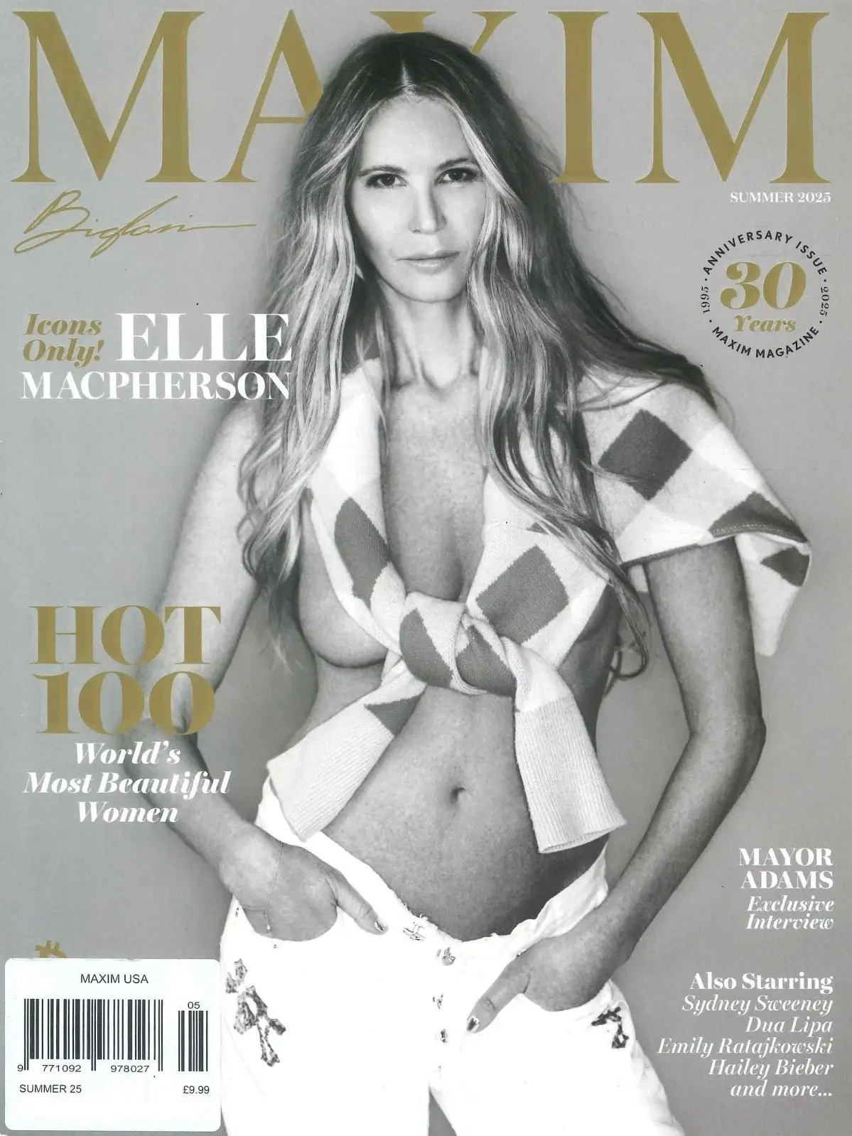 Maxim Magazine Elle Macpherson, Sydney Sweeney, Dua Lipa, 30th Anniv Summer 2025