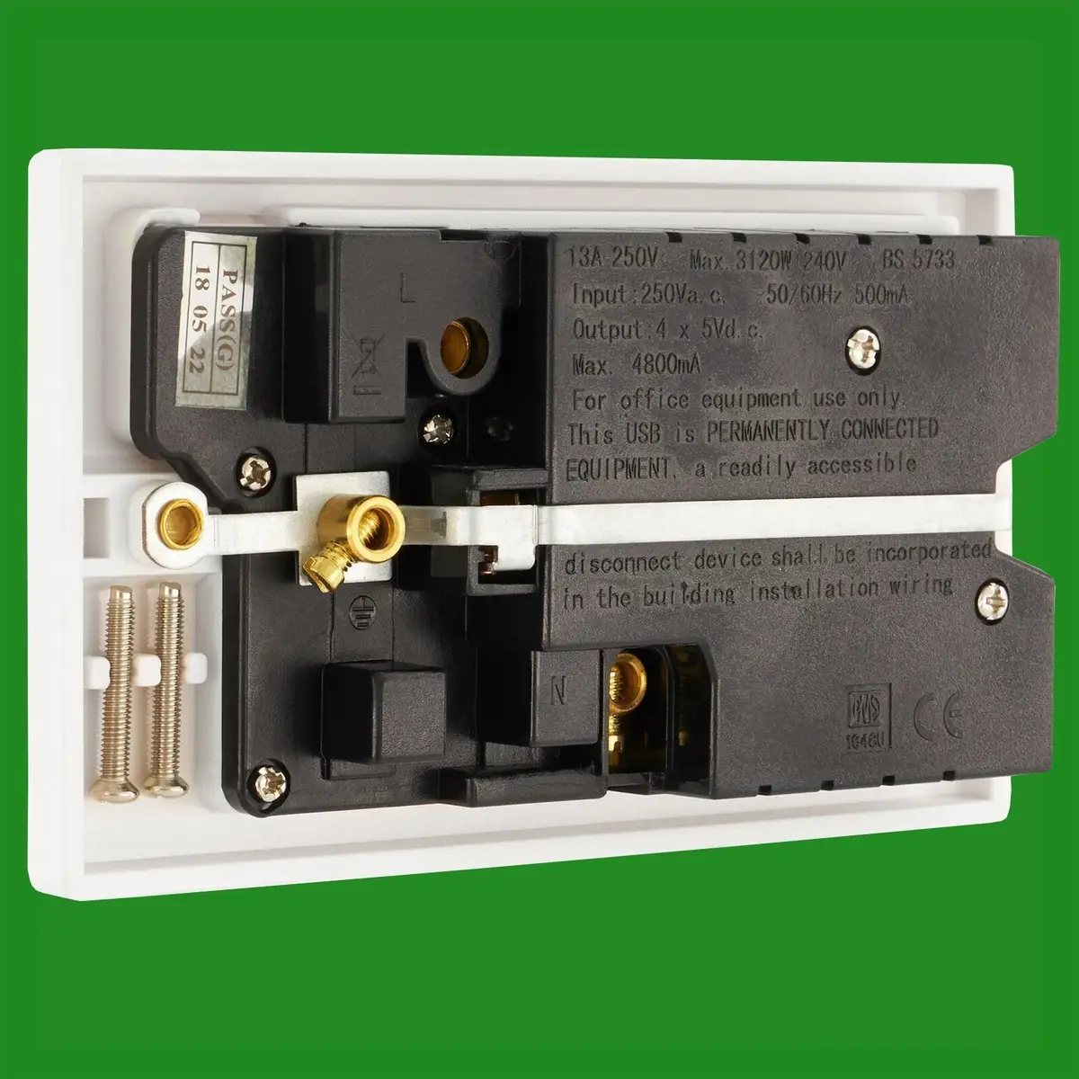 White 2 Gang, Single 13A Switched UK Mains Socket & 4x 4.8A USB Charging Ports - image 2 | Free standard UK delivery included | Discount Quality Products
