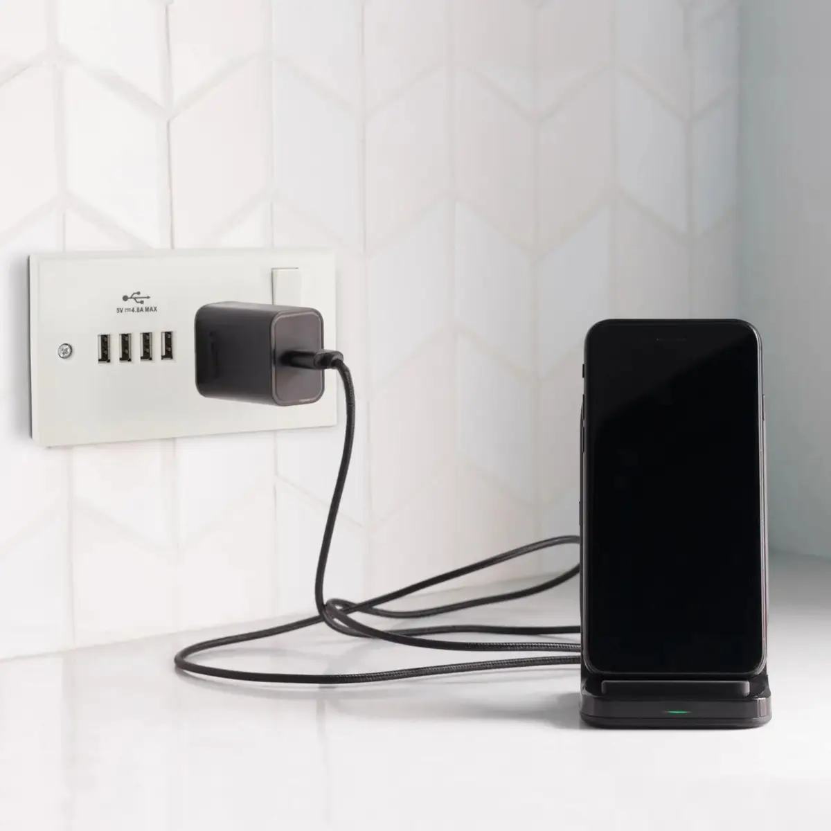 White 2 Gang, Single 13A Switched UK Mains Socket & 4x 4.8A USB Charging Ports - image 6 | Free standard UK delivery included | Discount Quality Products