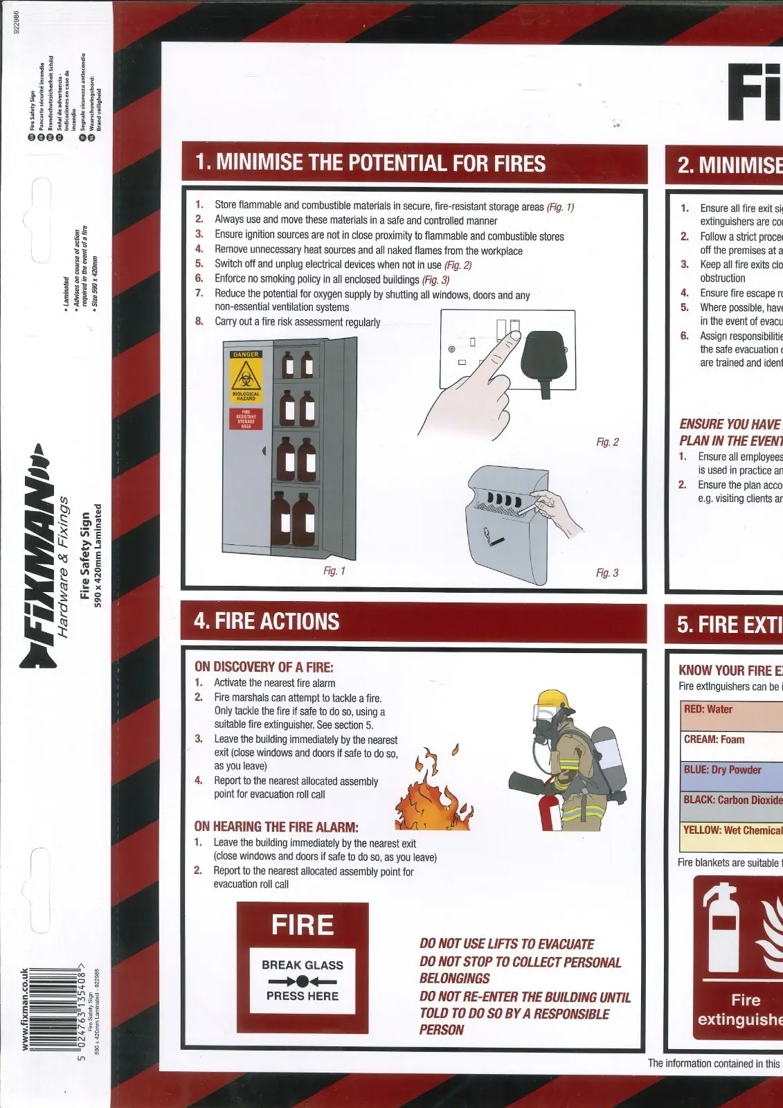 Fixman Fire Health & Safety Instructions, Sign Poster 590 x 420mm Laminated - image 2 | Free standard UK delivery included | Discount Quality Products