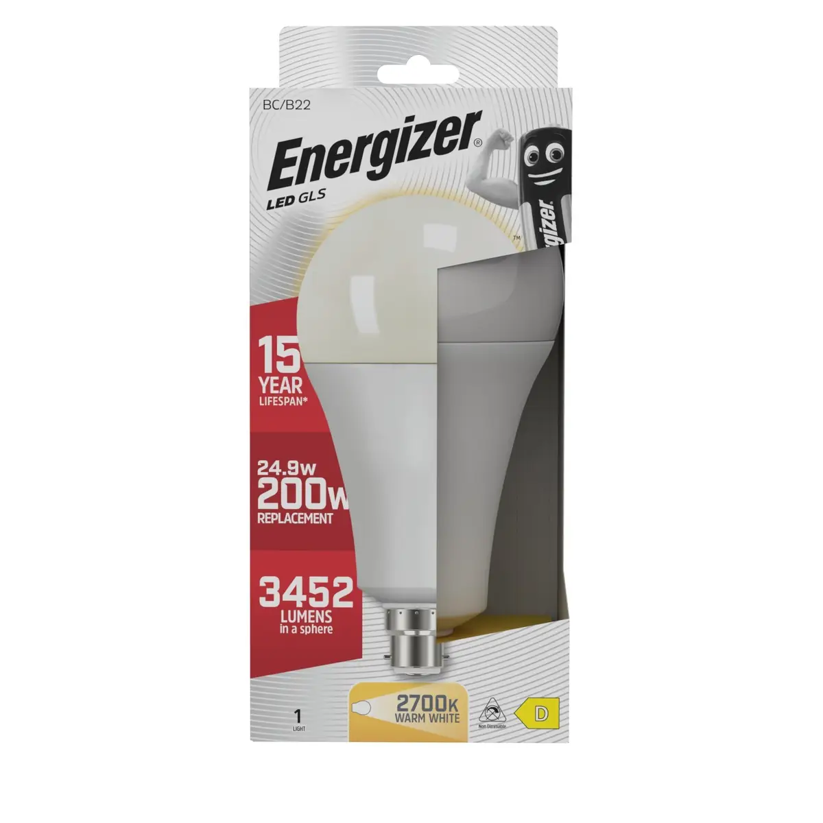 6x 24.9W (=200W) Energizer Large 110mm GLS BC B22 LED Light Bulb Lamp 2700K - image 3 | Free standard UK delivery included | Discount Quality Products