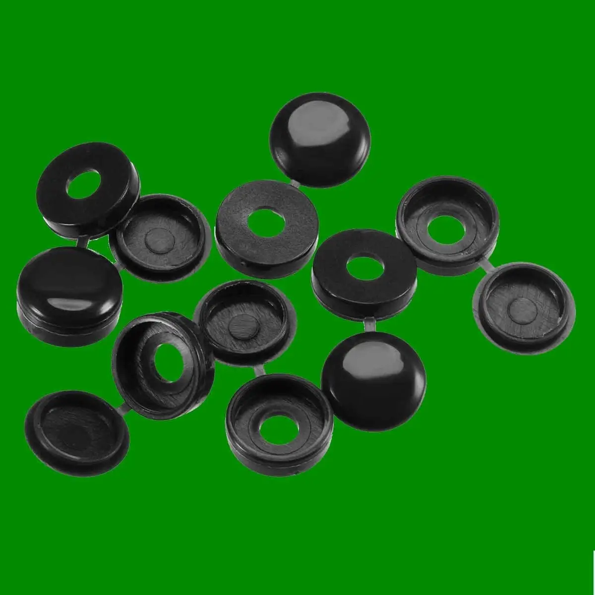 25x Black Plastic Hinged Screw Cover Caps Ø 4mm Hole, Fold Snap Washer, Cabinet - image 3 | Free standard UK delivery included | Discount Quality Products
