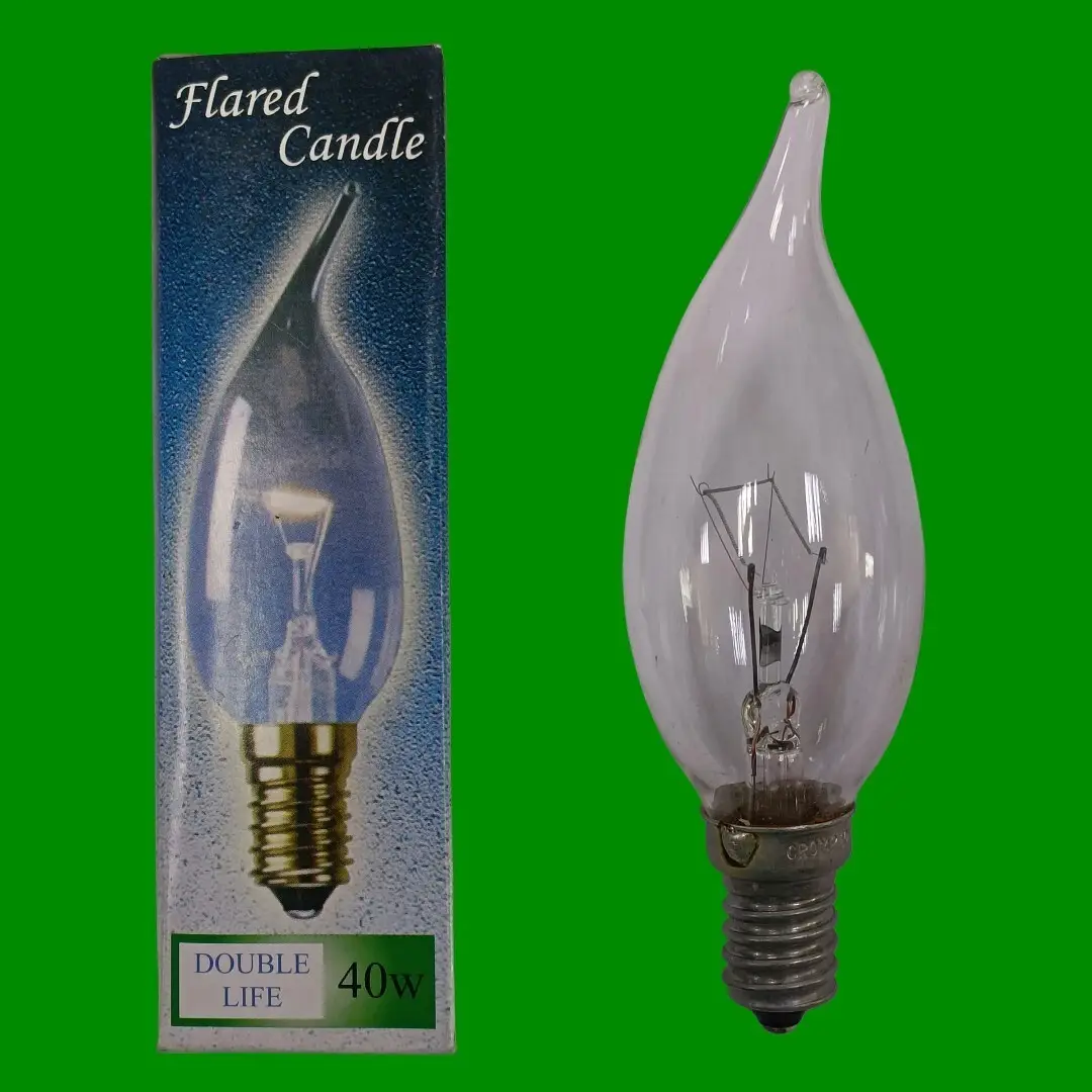 1x 40W Crompton Clear Bent Tip Candle Light Bulb SES E14 Small Edison Screw Lamp