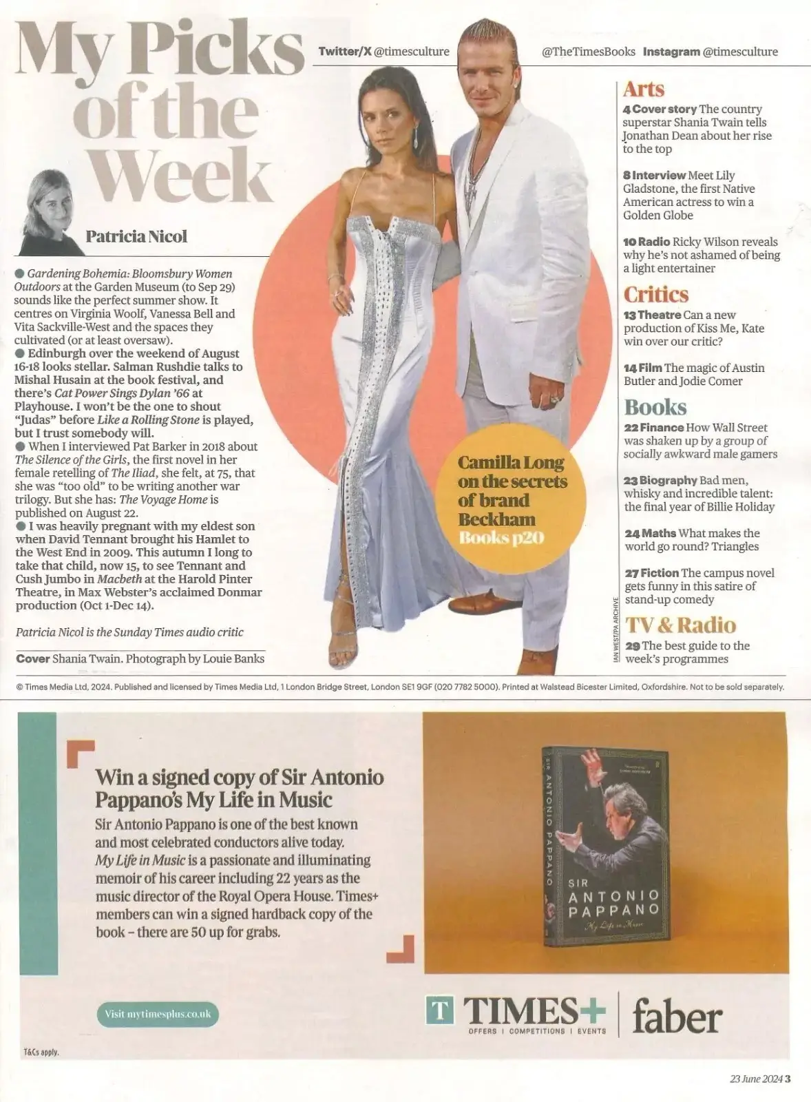Sunday Times Culture Magazine: Shania Twain, Lily Gladstone, Beckham, 23.6.24 - image 2 | Free standard UK delivery included | Discount Quality Products