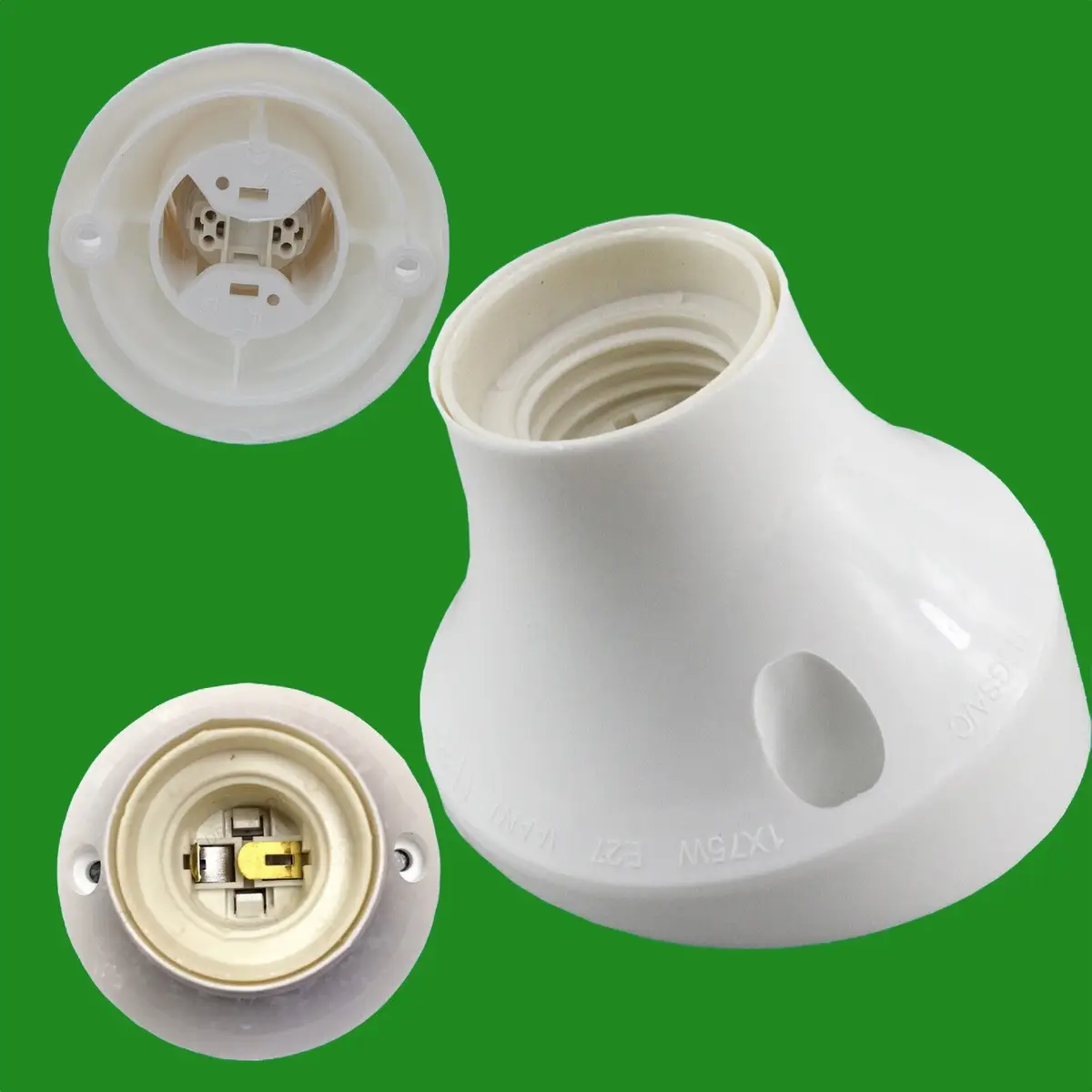 1x Edison Screw White Angled Lamp Holder ES E27 Light Bulb Wall Fixing Socket