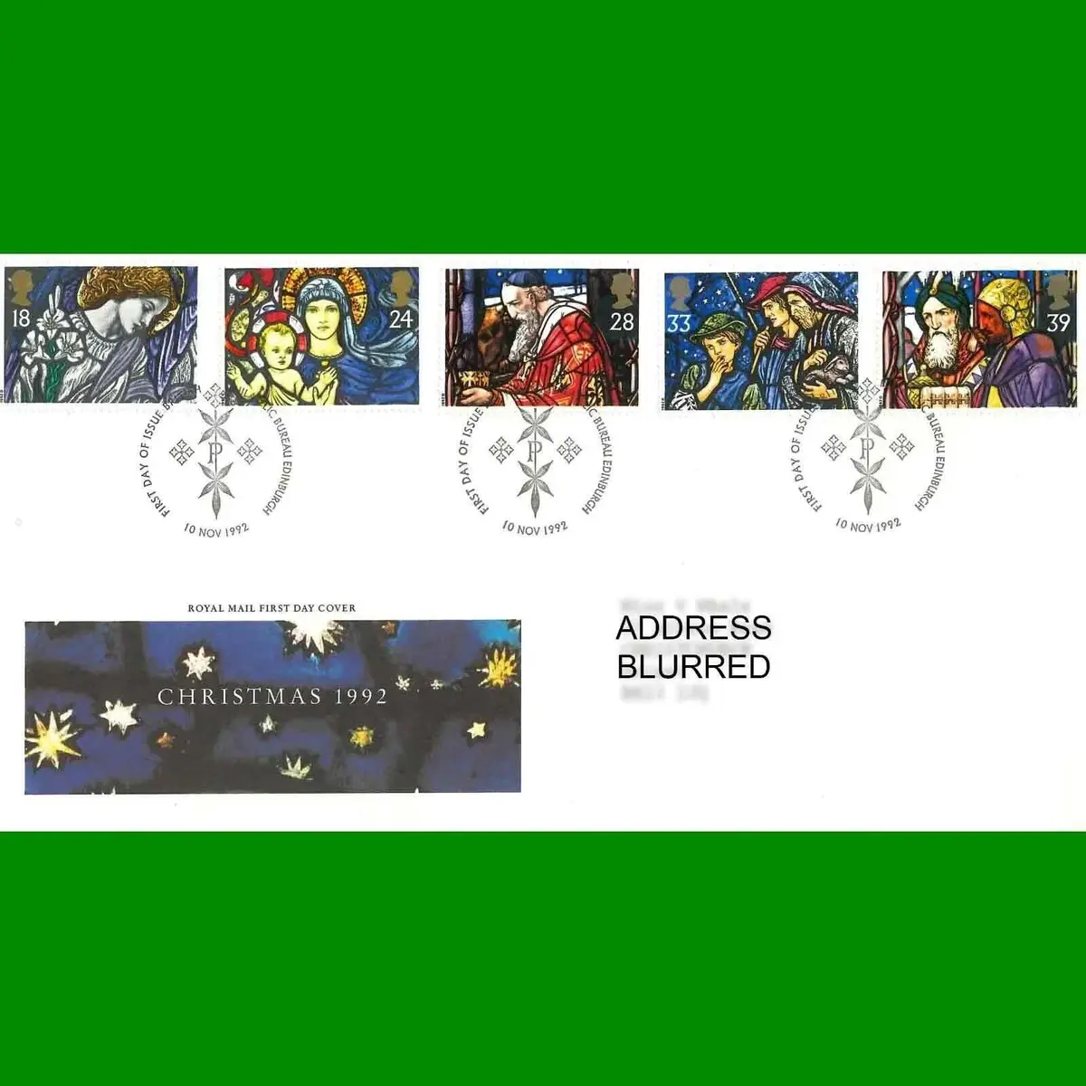 FDC Christmas 1992 Commemorative Royal Mail First Day Cover Stamps 10.11.1992