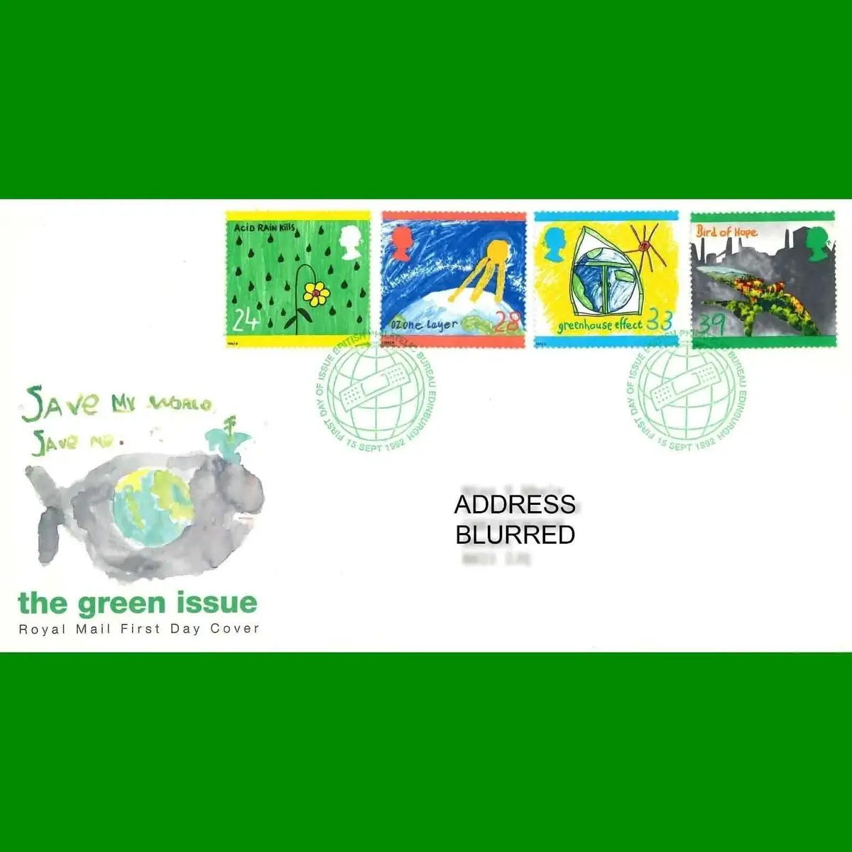 FDC The Green Issue Commemorative Royal Mail First Day Cover Stamps 15.9.1992