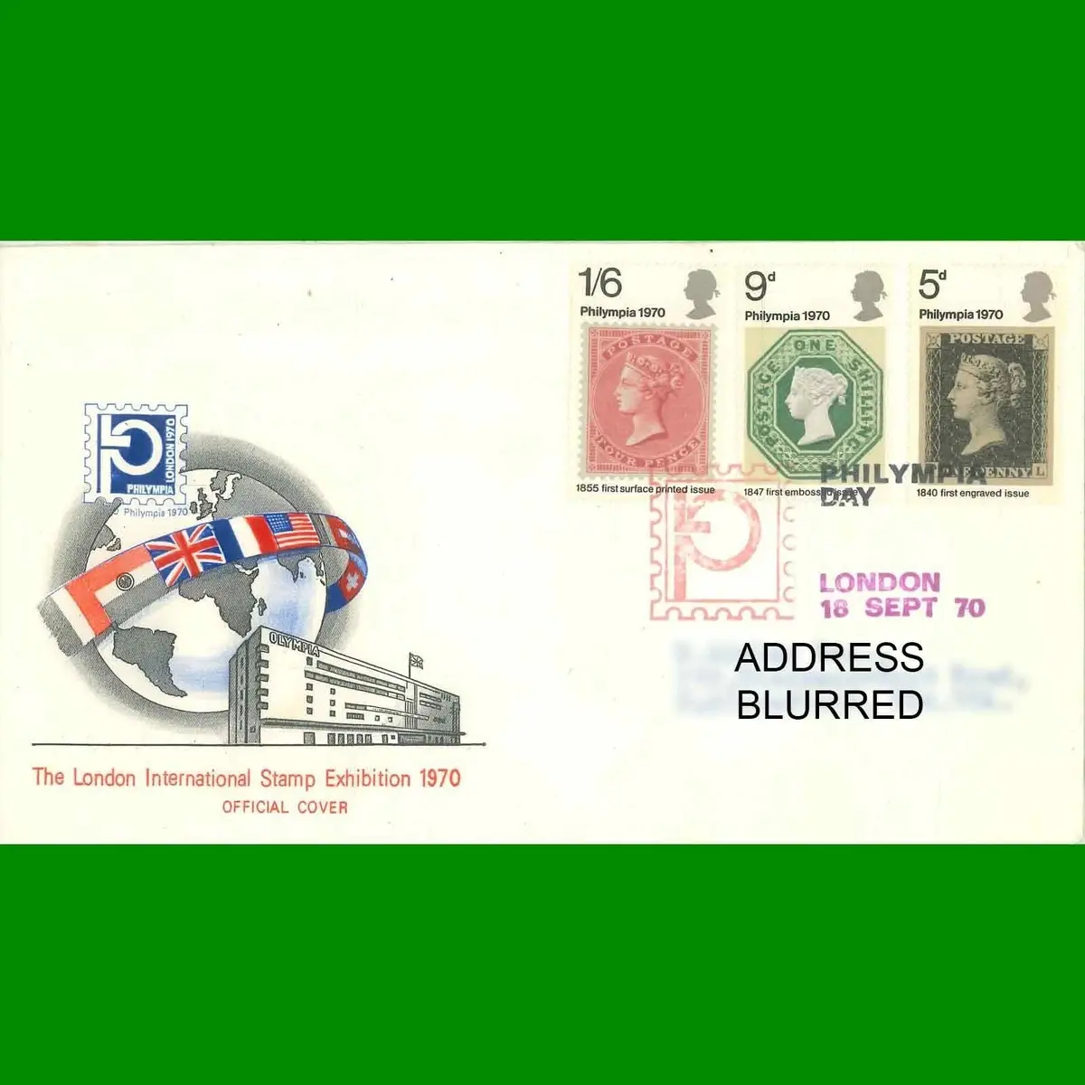 FDC Philympia London International Exhibition First Day Cover Stamps 18.9.1970