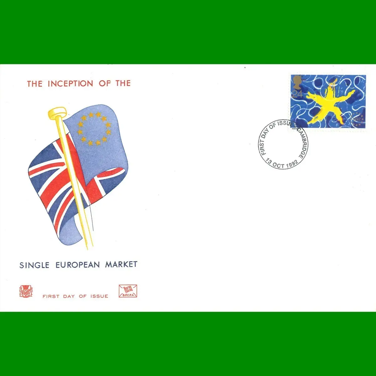 FDC Single European Market Commemorative First Day Cover Stamp, 13.10.1992