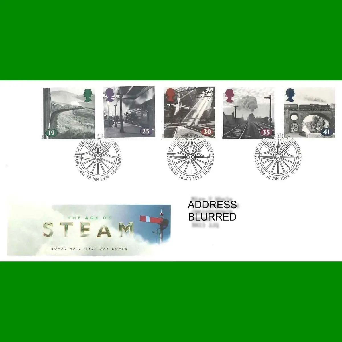 FDC Age of Steam Commemorative Royal Mail First Day Cover Stamps 18.1.1994