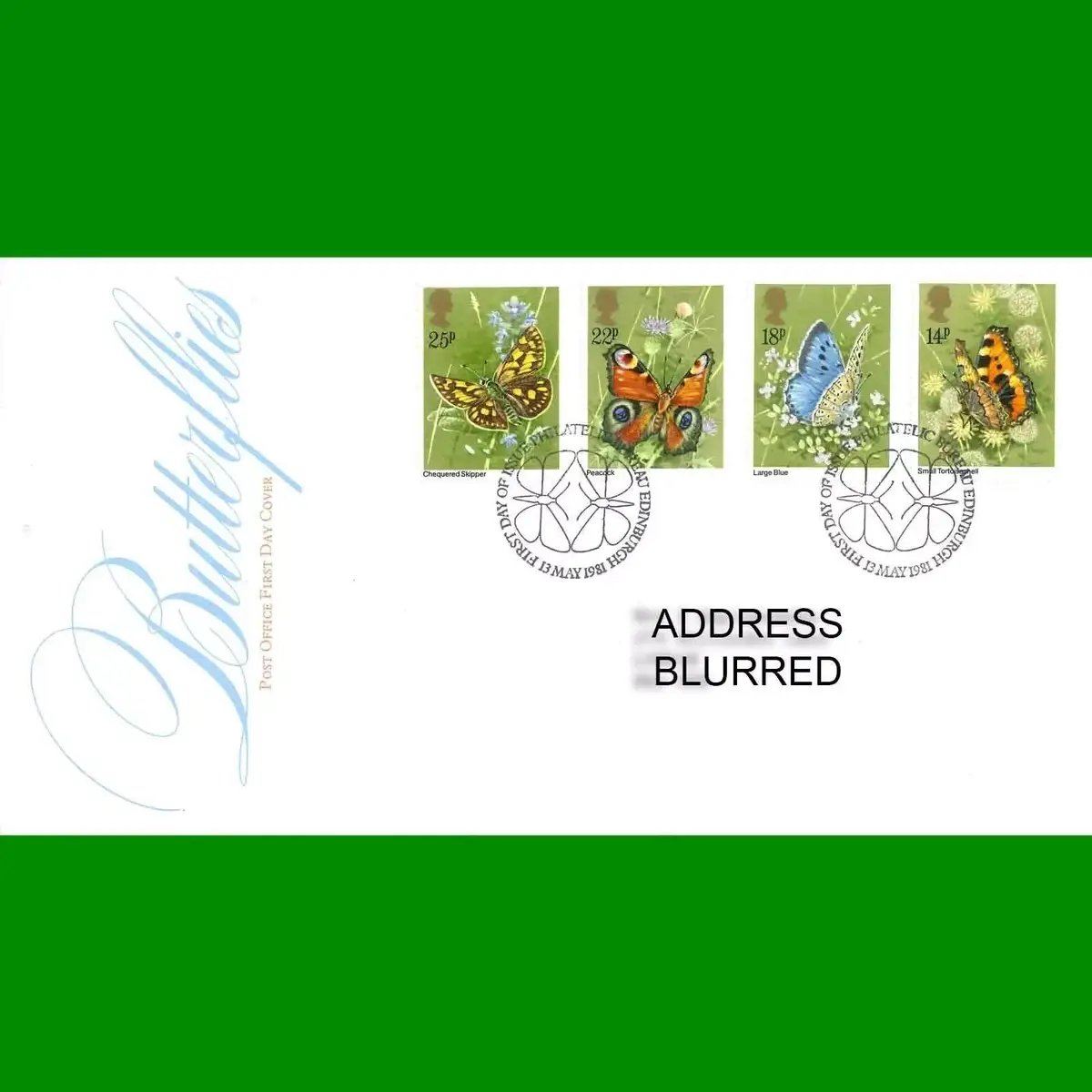 FDC Butterflies Commemorative Post Office First Day Cover Stamps, 13.5.1981