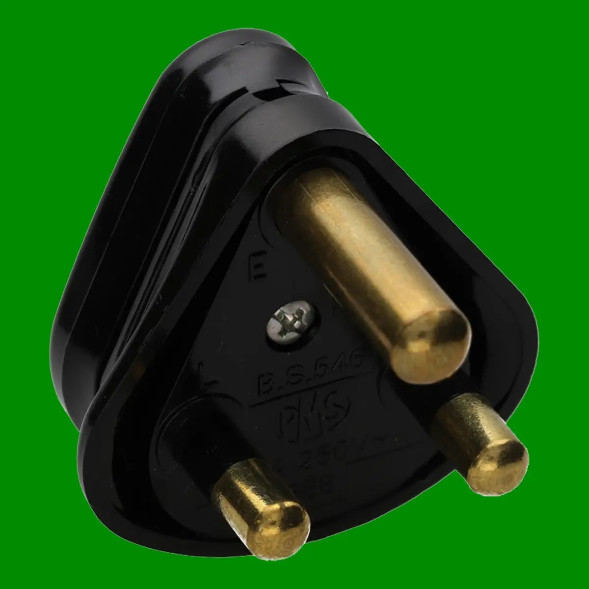 1x 5A Black Round 3 Pin Mains Plug, BS546/A 5 Amp, For Stage &amp; Theatre Lighting