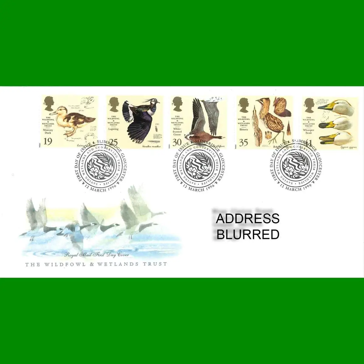 FDC The Wildfowl &amp; Wetlands Trust Royal Mail First Day Cover Stamps, 12.3.1996